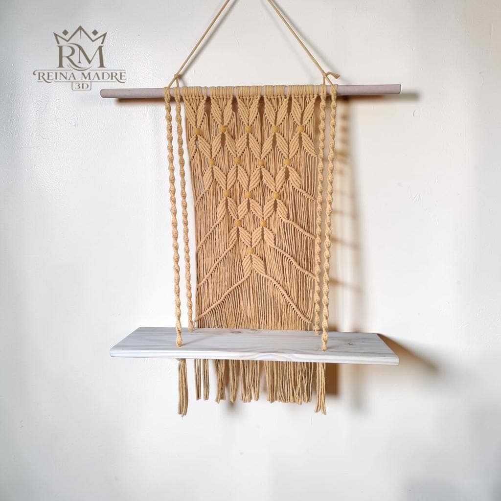 Estante colgante de macrame